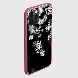 Чехол для iPhone 12 Pro Max Белые снежинки, цвет: 3D-малиновый — фото 2