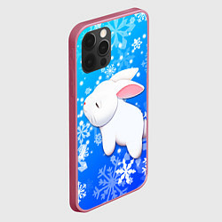 Чехол для iPhone 12 Pro Max Милый кролик в снежинках, цвет: 3D-малиновый — фото 2