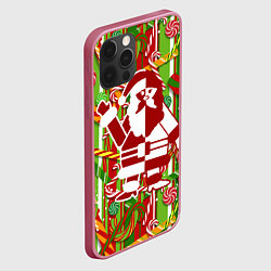 Чехол для iPhone 12 Pro Max Дед Мороз с игрушками, цвет: 3D-малиновый — фото 2