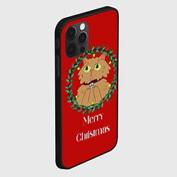 Чехол для iPhone 12 Pro Max Christmas cat with a garland, цвет: 3D-черный — фото 2