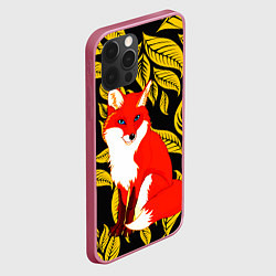 Чехол для iPhone 12 Pro Max Лиса на фоне жёлтых листьев, цвет: 3D-малиновый — фото 2