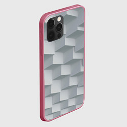 Чехол для iPhone 12 Pro Max Серое множество объёмных блоков, цвет: 3D-малиновый — фото 2