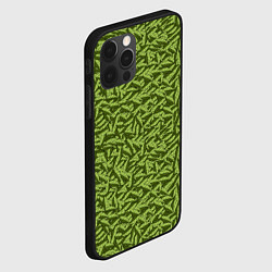 Чехол для iPhone 12 Pro Max Милитари листья в полоску, цвет: 3D-черный — фото 2
