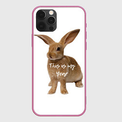 Чехол для iPhone 12 Pro Max Это год кролика, цвет: 3D-малиновый