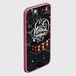 Чехол для iPhone 12 Pro Max С Новым годом белый текст, цвет: 3D-малиновый — фото 2