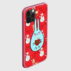 Чехол для iPhone 12 Pro Max Кролик с кофе, цвет: 3D-малиновый — фото 2