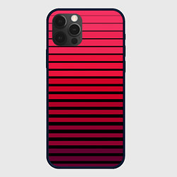 Чехол для iPhone 12 Pro Max Красно-черный полосатый узор, цвет: 3D-черный
