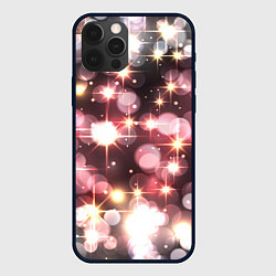 Чехол для iPhone 12 Pro Max Сияние розовых и золотых блесток на черном фоне, цвет: 3D-черный