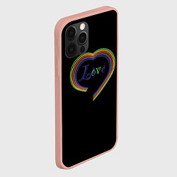 Чехол для iPhone 12 Pro Max Разноцветное сердце, цвет: 3D-светло-розовый — фото 2