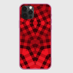 Чехол для iPhone 12 Pro Max Красно-черный геометрический узор, цвет: 3D-малиновый