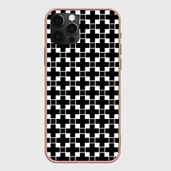 Чехол для iPhone 12 Pro Max Черно-белая геометрия, цвет: 3D-светло-розовый