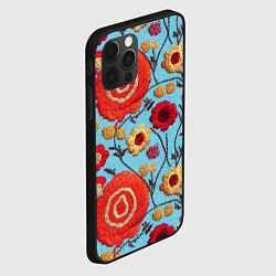 Чехол для iPhone 12 Pro Max Эффект вышивки маки, цвет: 3D-черный — фото 2