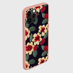 Чехол для iPhone 12 Pro Max Эффект яркой вышивки, цвет: 3D-светло-розовый — фото 2