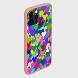 Чехол для iPhone 12 Pro Max Орнамент из разноцветных сердечек - валентинка, цвет: 3D-светло-розовый — фото 2