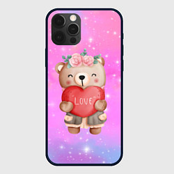 Чехол для iPhone 12 Pro Max Милый мишка с сердечком, цвет: 3D-черный