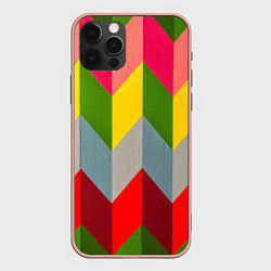Чехол для iPhone 12 Pro Max Разноцветный ромбический абстрактный паттерн, цвет: 3D-светло-розовый