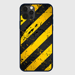 Чехол для iPhone 12 Pro Max WARNING - желто-черные полосы, цвет: 3D-черный