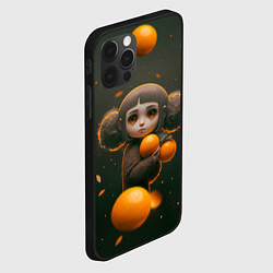Чехол для iPhone 12 Pro Max Милая девушка с мандаринами, цвет: 3D-черный — фото 2