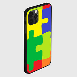 Чехол для iPhone 12 Pro Max Пазлы разноцветные, цвет: 3D-черный — фото 2