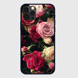 Чехол для iPhone 12 Pro Max Нежные кустовые розы, цвет: 3D-черный