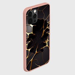 Чехол для iPhone 12 Pro Max Трещины в пропасть: черно-золотой узор, цвет: 3D-светло-розовый — фото 2