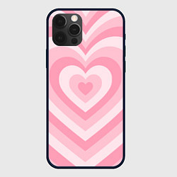 Чехол для iPhone 12 Pro Max Hearts pink, цвет: 3D-черный