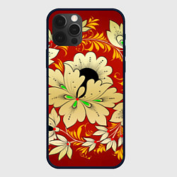 Чехол для iPhone 12 Pro Max Нежный цветок хохлома, цвет: 3D-черный