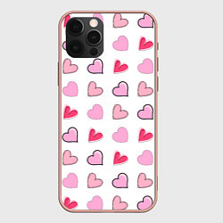 Чехол для iPhone 12 Pro Max Валентинки на белом фоне, цвет: 3D-светло-розовый