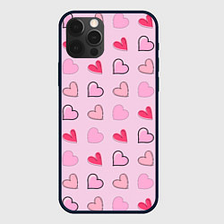 Чехол для iPhone 12 Pro Max Валентинки на нежно-розовом фоне, цвет: 3D-черный