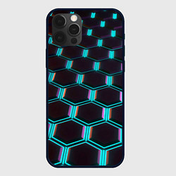Чехол для iPhone 12 Pro Max Неоновая сталь бронированная, цвет: 3D-черный