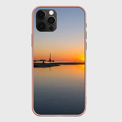 Чехол для iPhone 12 Pro Max Санкт-Петербург, закат на Финском заливе, цвет: 3D-светло-розовый