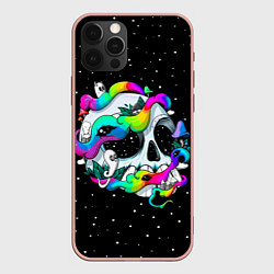 Чехол для iPhone 12 Pro Max Радужный череп, цвет: 3D-светло-розовый