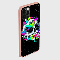 Чехол для iPhone 12 Pro Max Радужный череп, цвет: 3D-светло-розовый — фото 2