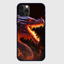 Чехол для iPhone 12 Pro Max Огненный дракон, цвет: 3D-черный