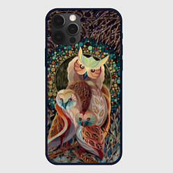 Чехол для iPhone 12 Pro Max Семейство лунных сов, цвет: 3D-черный