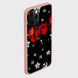 Чехол для iPhone 12 Pro Max Ленин на фоне звезд, цвет: 3D-светло-розовый — фото 2