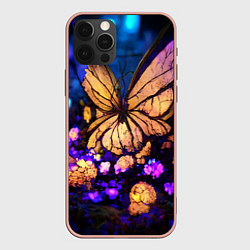 Чехол для iPhone 12 Pro Max Цветок бабочка midjouney, цвет: 3D-светло-розовый