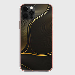 Чехол для iPhone 12 Pro Max Фон с золотыми линиями, цвет: 3D-светло-розовый