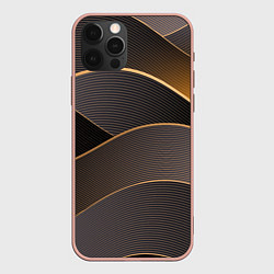 Чехол для iPhone 12 Pro Max Золотой линейный фон, цвет: 3D-светло-розовый