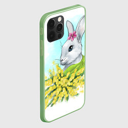 Чехол для iPhone 12 Pro Max Весенний кролик с букетом цветов, цвет: 3D-салатовый — фото 2