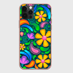 Чехол для iPhone 12 Pro Max Мандала на энергию - цветы, цвет: 3D-светло-розовый