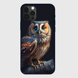 Чехол для iPhone 12 Pro Max Сова на ветке, портрет, цвет: 3D-черный