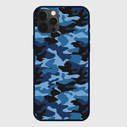 Чехол для iPhone 12 Pro Max Сине-черный камуфляж, цвет: 3D-черный