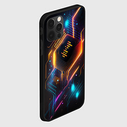 Чехол для iPhone 12 Pro Max Неоновая абстрактная электроцепь, цвет: 3D-черный — фото 2