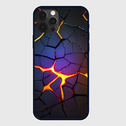 Чехол для iPhone 12 Pro Max Неоновые трещины - лава, цвет: 3D-черный