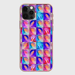 Чехол для iPhone 12 Pro Max Клетчатый узор с девушками, цвет: 3D-светло-розовый
