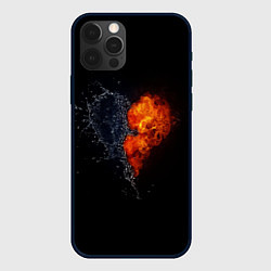 Чехол для iPhone 12 Pro Max Любовь, огонь и вода, цвет: 3D-черный