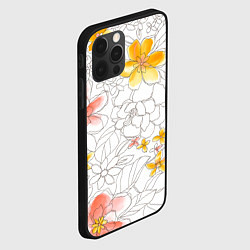 Чехол для iPhone 12 Pro Max Нарисованный цветы - светлый, цвет: 3D-черный — фото 2