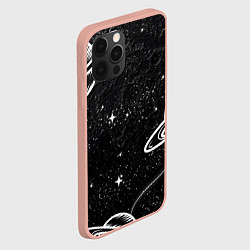 Чехол для iPhone 12 Pro Max Черно-белый Сатурн, цвет: 3D-светло-розовый — фото 2