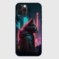 Чехол для iPhone 12 Pro Max Кот в киберпанке, цвет: 3D-черный